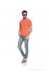 Leana Orange Cotton Color Blocks Half Sleeves Men Polo T-shirt